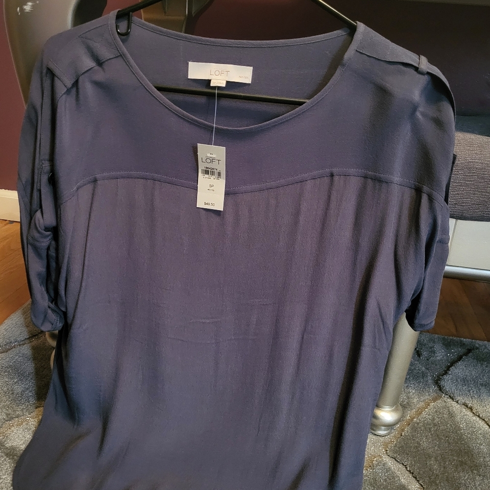 LOFT Navy Blue Short Sleeve Blouse